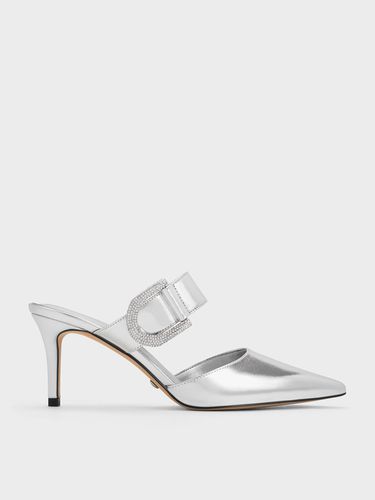 Charles & Keith - Gabine Leather Metallic Crystal-Embellished Mule Pumps - Charles & Keith - Modalova