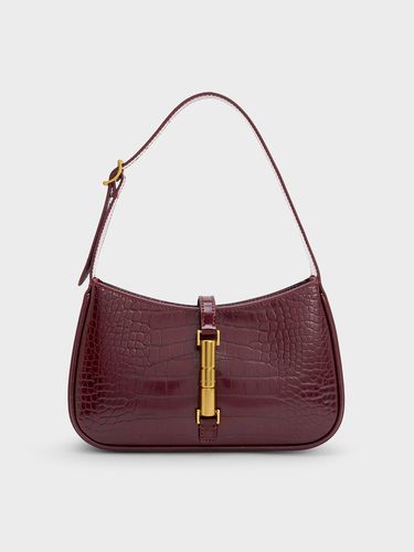 Charles & Keith - Cesia Croc-Effect Metallic-Accent Shoulder Bag - Charles & Keith - Modalova