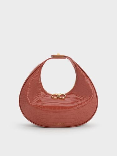 Charles & Keith - Croc-Embossed Crescent Hobo Bag - Charles & Keith - Modalova