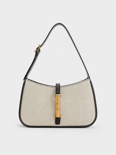 Charles & Keith - Cesia Canvas Metallic Accent Shoulder Bag - Charles & Keith - Modalova