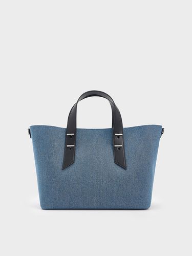 Charles & Keith - Denim Metallic-Accent Double Handle Bag - Charles & Keith - Modalova