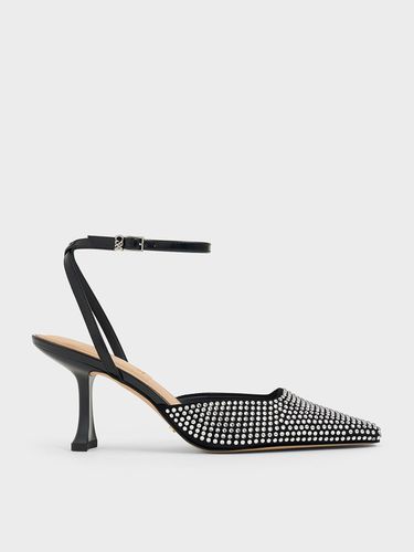 Charles & Keith - Leather & Suede Crystal-Embellished Sculptural-Heel Pumps - Charles & Keith - Modalova