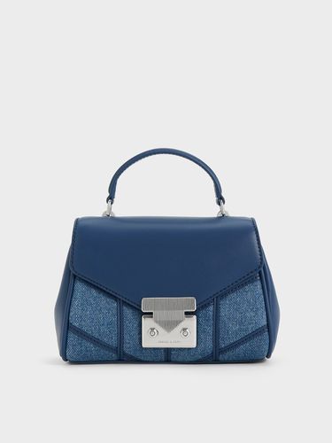 Charles & Keith - Eudora Denim Chevron Top Handle Bag - Charles & Keith - Modalova