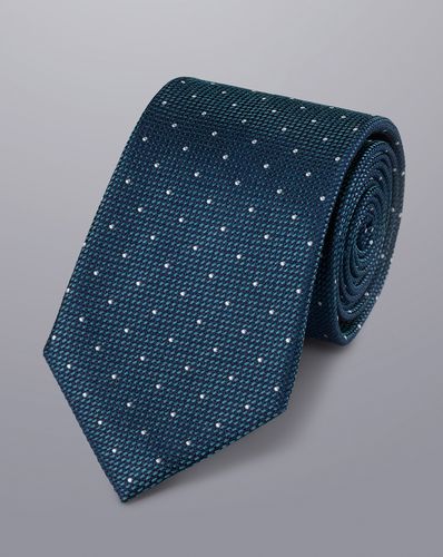 Men's Spot Silk Tie - Dark Turquoise & Light , OSFA by - Charles Tyrwhitt - Modalova