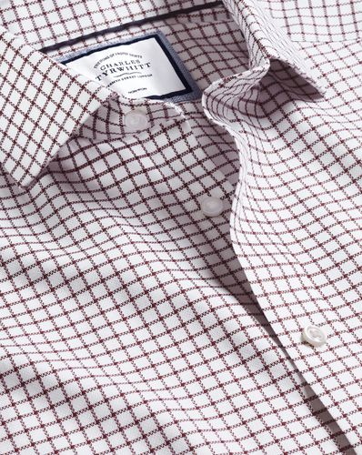 Men's Cutaway Collar Non-Iron Richmond Weave Checkered Cotton Formal Shirt - Wine Double Cuff, Small by - Charles Tyrwhitt - Modalova