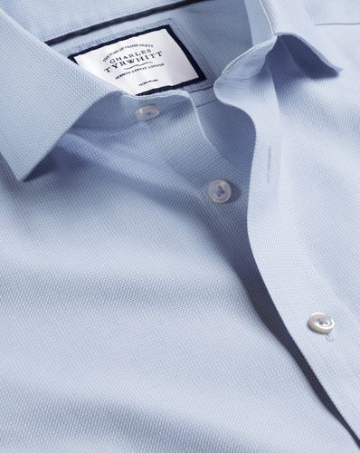 Men's Cutaway Collar Non-Iron Richmond Weave Cotton Formal Shirt - Sky Double Cuff, Small by - Charles Tyrwhitt - Modalova