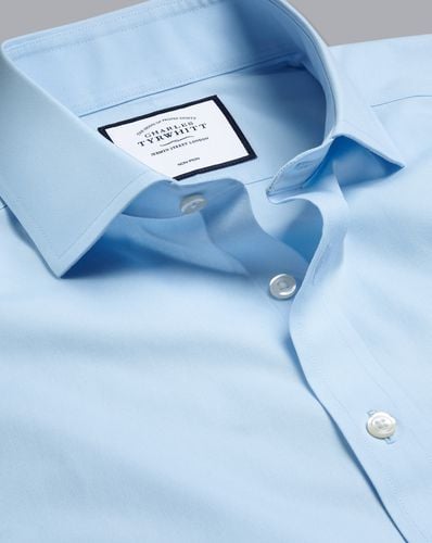 Men's Cutaway Collar Non-Iron Poplin Cotton Formal Shirt - Sky Double Cuff, Small by - Charles Tyrwhitt - Modalova