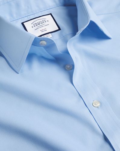 Men's Non-Iron Twill Cotton Formal Shirt - Sky Single Cuff, Medium by - Charles Tyrwhitt - Modalova