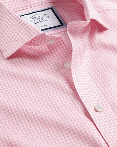 Men's Cutaway Collar Non-Iron Twill Mini Windowpane Checkered Cotton Formal Shirt - Single Cuff, Large by - Charles Tyrwhitt - Modalova