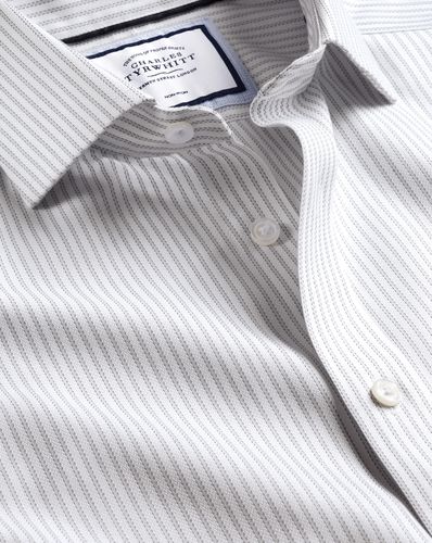 Men's Cutaway Collar Non-Iron Richmond Weave Stripe Cotton Formal Shirt - Light Double Cuff, Small by - Charles Tyrwhitt - Modalova