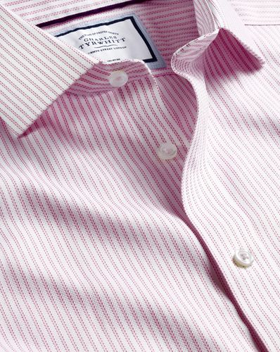 Men's Cutaway Collar Non-Iron Richmond Weave Stripe Cotton Formal Shirt - Light Single Cuff, Small by - Charles Tyrwhitt - Modalova