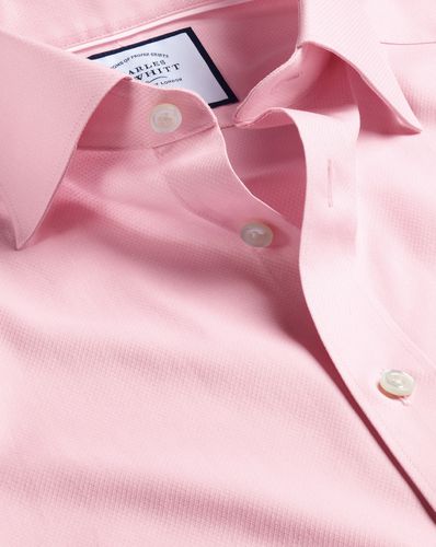 Men's Semi-Cutaway Collar Egyptian Cotton Berkshire Weave Formal Shirt - Double Cuff, Large by - Charles Tyrwhitt - Modalova