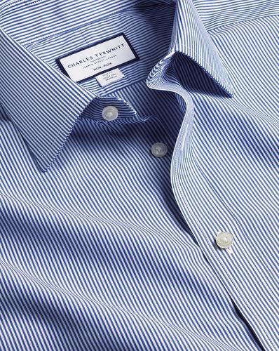Men's Non-Iron Bengal Stripe Cotton Formal Shirt - Royal Single Cuff, Medium by - Charles Tyrwhitt - Modalova