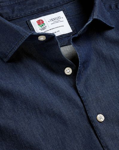 Men's England Rugby Denim Cotton Shirt - Single Cuff, Large by - Charles Tyrwhitt - Modalova