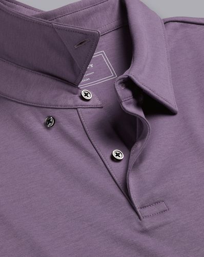 Men's Smart Jersey Cotton Polo - Lavender , Medium by - Charles Tyrwhitt - Modalova