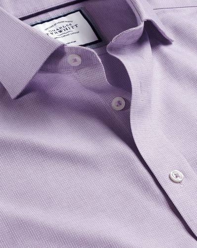 Men's Cutaway Collar Non-Iron Richmond Weave Cotton Formal Shirt - Mauve Double Cuff, Medium by - Charles Tyrwhitt - Modalova