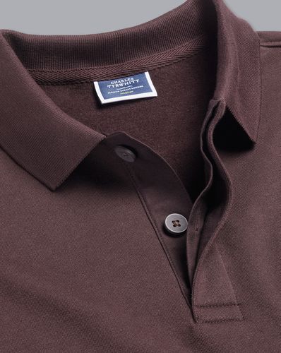 Men's Long Sleeve Cotton Polo Collar SweatCotton shirt - Wine , XL by - Charles Tyrwhitt - Modalova