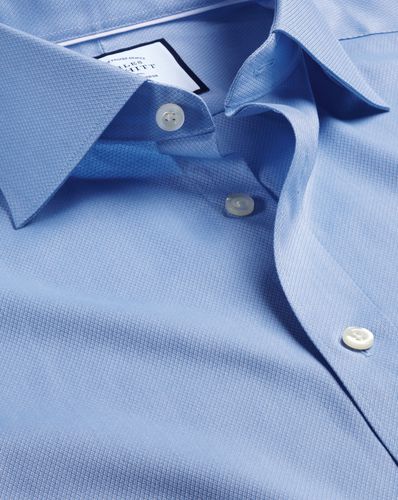 Men's Semi-Cutaway Collar Egyptian Cotton Berkshire Weave Formal Shirt - Cornflower Double Cuff, Small by - Charles Tyrwhitt - Modalova