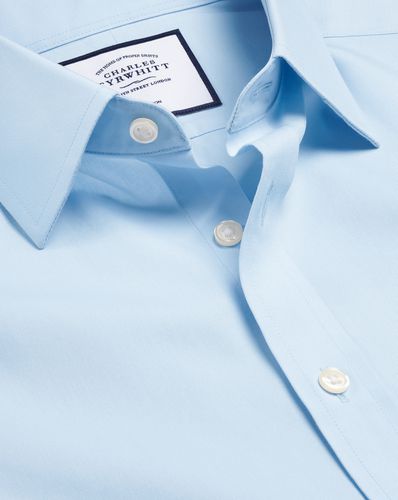 Men's Non-Iron Poplin Short-Sleeve Cotton Formal Shirt - Sky , Medium by - Charles Tyrwhitt - Modalova