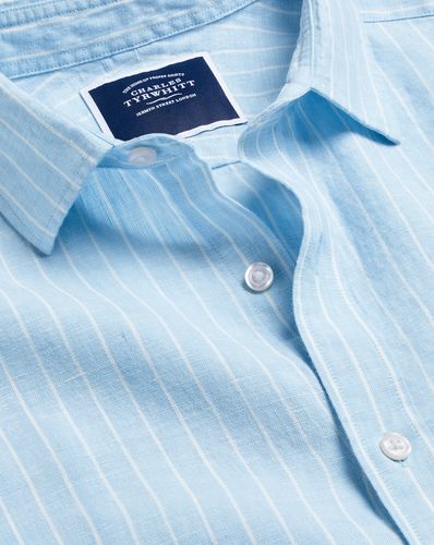 Men's Pure Linen Stripe Shirt - Light Single Cuff, XL by - Charles Tyrwhitt - Modalova