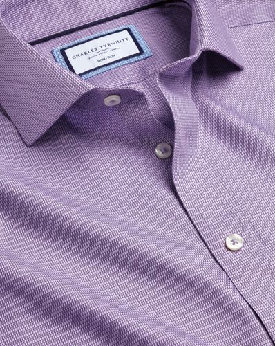 Men's Cutaway Collar Non-Iron Mayfair Weave Cotton Formal Shirt - Lilac Single Cuff, Large by - Charles Tyrwhitt - Modalova