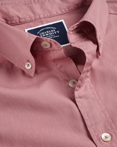 Men's Button-Down Collar Washed Fine Twill Cotton Shirt - Single Cuff, XL by - Charles Tyrwhitt - Modalova