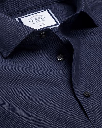 Men's Cutaway Collar Non-Iron Royal Oxford Cotton Formal Shirt - French Double Cuff, Small by - Charles Tyrwhitt - Modalova
