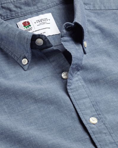 Men's England Rugby Button-Down Collar Chambray Cotton Shirt - Mid Single Cuff, Large by - Charles Tyrwhitt - Modalova