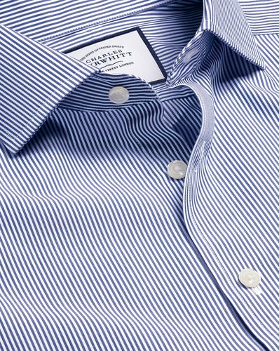 Men's Cutaway Collar Non-Iron Bengal Stripe Cotton Formal Shirt - Royal Single Cuff, Small by - Charles Tyrwhitt - Modalova