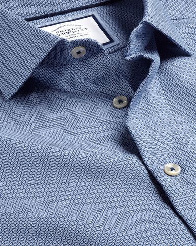 Men's Semi-Cutaway Collar Non-Iron Stretch Texture Cotton Formal Shirt - Royal Single Cuff, Small by - Charles Tyrwhitt - Modalova
