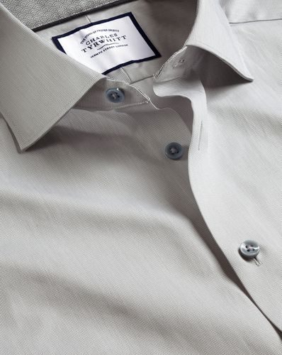 Men's Semi-Cutaway Collar Twill With Printed Trim Cotton Formal Shirt - Light Single Cuff, Large by - Charles Tyrwhitt - Modalova