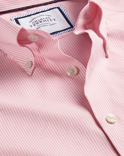 Men's Button-Down Collar Non-Iron Oxford Stripe Cotton Formal Shirt - Single Cuff, Medium by - Charles Tyrwhitt - Modalova