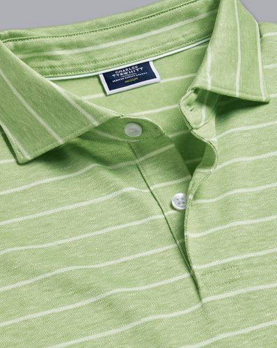 Men's Linen Cotton Stripe Polo - , Small by - Charles Tyrwhitt - Modalova