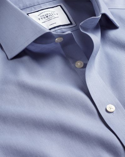 Men's Cutaway Collar Non-Iron Twill Cotton Formal Shirt- Indigo Single Cuff, Large by - Charles Tyrwhitt - Modalova