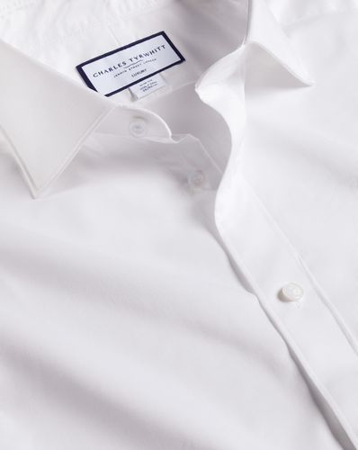 Men's Semi-Cutaway Collar Luxury Twill Cotton Formal Shirt - Double Cuff, Small by - Charles Tyrwhitt - Modalova