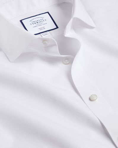 Men's Cutaway Collar Non-Iron Poplin Cotton Formal Shirt - Single Cuff, Medium by - Charles Tyrwhitt - Modalova