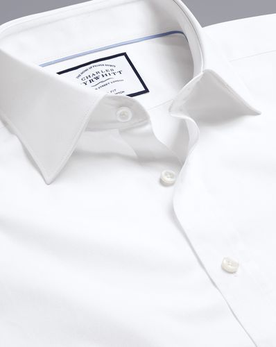 Men's Semi-Cutaway Collar Egyptian Cotton Poplin Formal Shirt - Single Cuff, Large by - Charles Tyrwhitt - Modalova