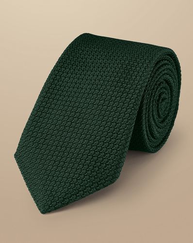 Men's Silk Grenadine Italian Tie - Dark , OSFA by - Charles Tyrwhitt - Modalova