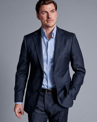 Men's Italian Luxury Textured Suit Jacket - Ink , 36R Regular by - Charles Tyrwhitt - Modalova