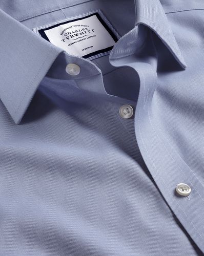 Men's Non-Iron Twill Cotton Formal Shirt - Indigo Single Cuff, Large by - Charles Tyrwhitt - Modalova