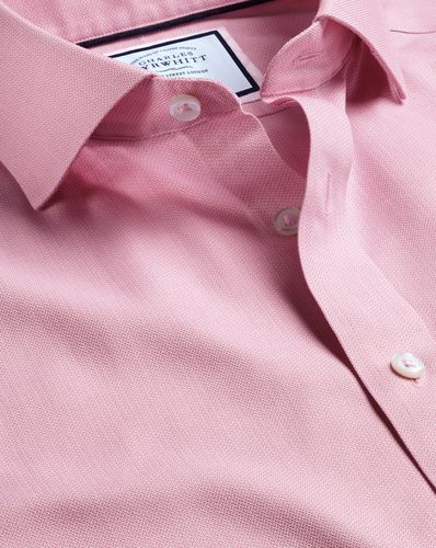 Men's Cutaway Collar Non-Iron Henley Weave Cotton Formal Shirt - Double Cuff, Large by - Charles Tyrwhitt - Modalova