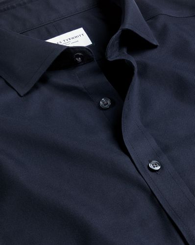 Men's Cutaway Collar Non-Iron Twill Cotton Formal Shirt - Navy Single Cuff, Small by - Charles Tyrwhitt - Modalova