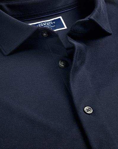 Men's Twill Jersey Cotton Shirt - Dark Navy, Medium by - Charles Tyrwhitt - Modalova