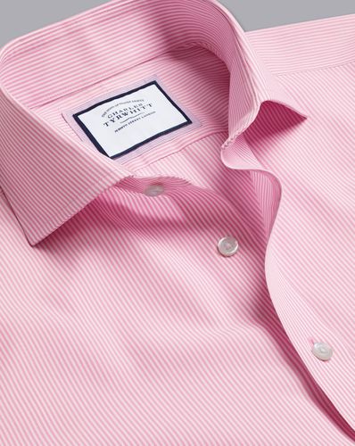 Men's Cutaway Collar Non-Iron Bengal Stripe Cotton Formal Shirt - Single Cuff, Small by - Charles Tyrwhitt - Modalova