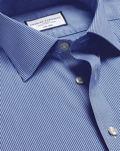 Men's Non-Iron Puppytooth Cotton Formal Shirt - Royal Single Cuff, Medium by - Charles Tyrwhitt - Modalova