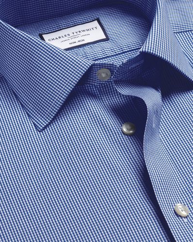 Men's Non-Iron Puppytooth Cotton Formal Shirt - Royal Single Cuff, XXXL by - Charles Tyrwhitt - Modalova