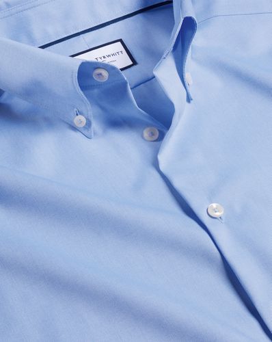 Men's Button-Down Collar Non-Iron Cotton Formal Shirt - Sky Single Cuff, Medium by - Charles Tyrwhitt - Modalova