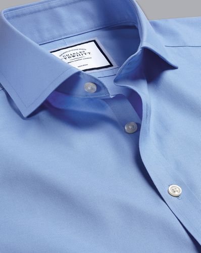Men's Cutaway Collar Non-Iron Twill Cotton Formal Shirt - Cornflower Single Cuff, Large by - Charles Tyrwhitt - Modalova