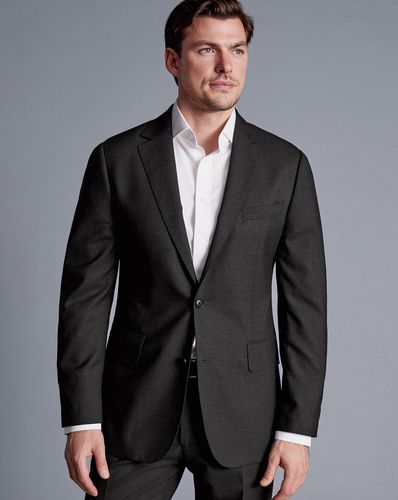 Men's Italian Luxury Suit Jacket - Charcoal Black , 36R Regular by - Charles Tyrwhitt - Modalova