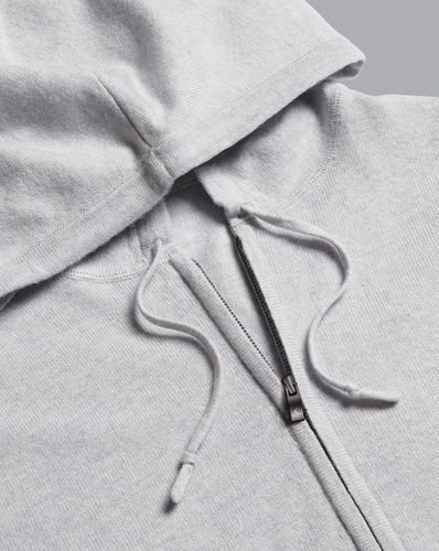 Men's Merino Cashmere Zip Through Hoodie - Silver, Large by - Charles Tyrwhitt - Modalova